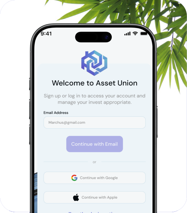 Asset Union app — Create Your Account and Confirm Your Identity